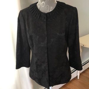 Special occasion damask jacket with pleated collar